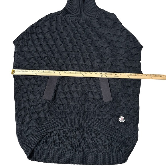 Moncler Virgin Wool Turtleneck Poncho Cape Sweater in Black Size Medium - Picture 7 of 13